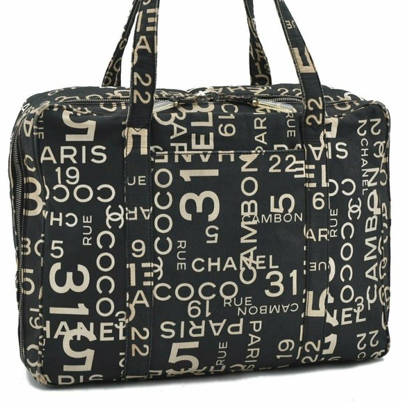 EUC Chanel Vintage Rue Cambon 31 Shoulder Bag Tote Satchel Black Ivory Travel - Picture 13 of 14